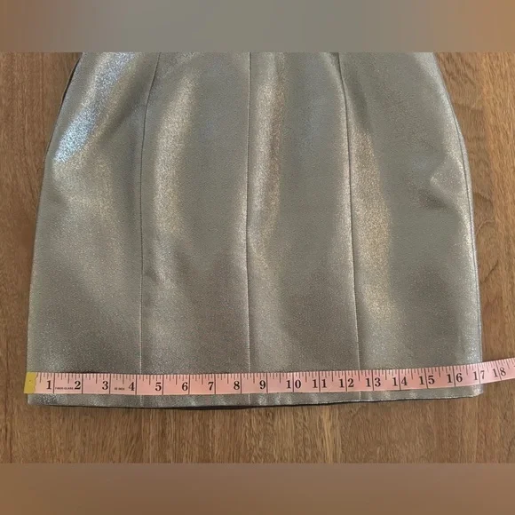 Redemption Gold Lamé Strapless Mini Dress Metallic Shimmer w/ Inner Lining - Picture 10 of 16